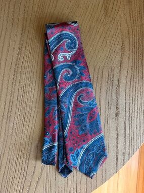 Dior Blue and Red Paisley Silk Tie